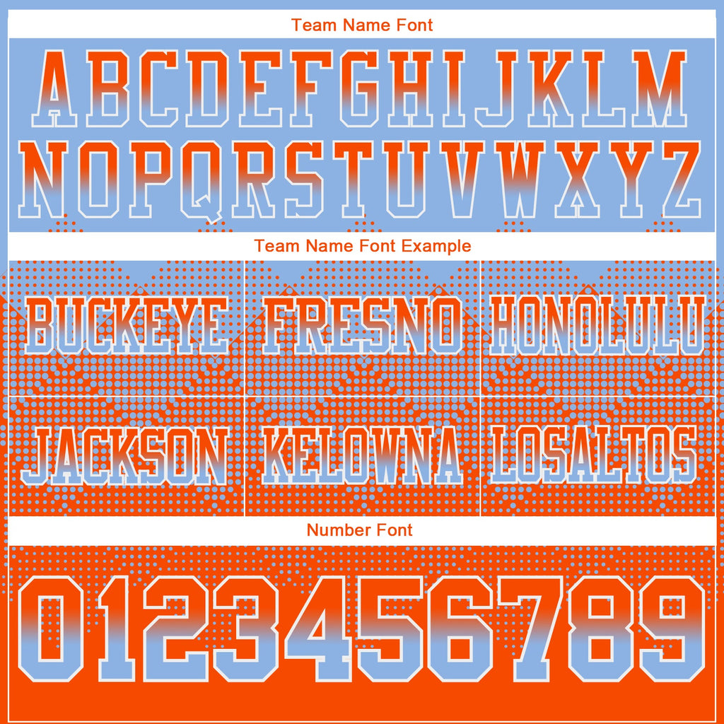 Custom Light Blue Orange-White Authentic Gradient Square Shape Flag Football Jersey