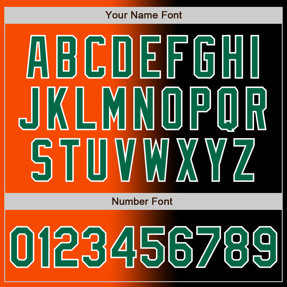 Custom Black Kelly Green Orange-White Authentic Gradient Fashion Baseball Jersey