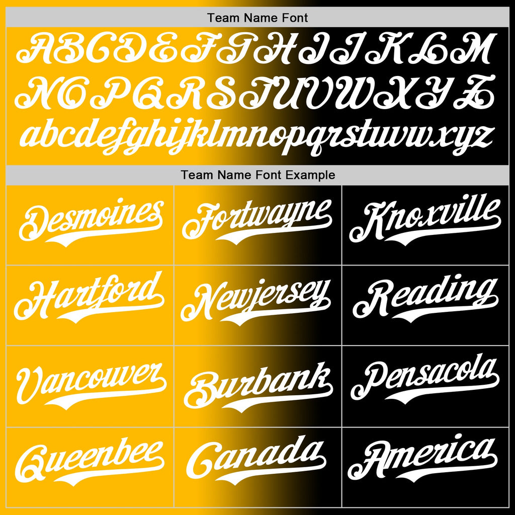 Custom Black White-Gold Authentic Gradient Fashion Baseball Jersey
