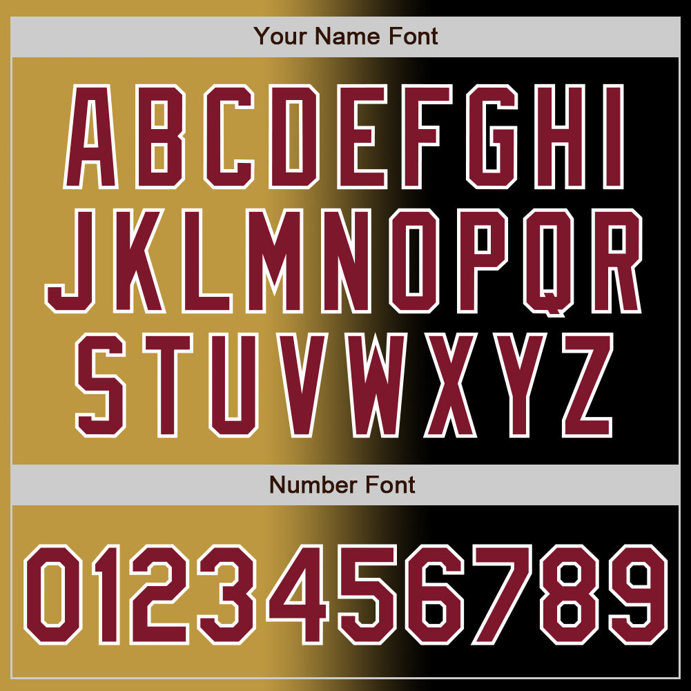 Custom Black Crimson Old Gold-White Authentic Gradient Fashion Baseball Jersey