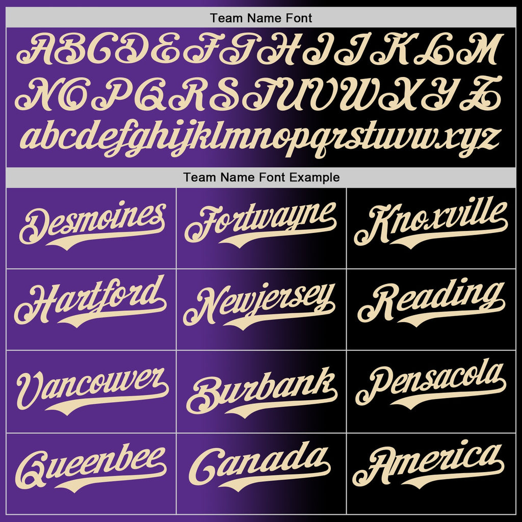 Custom Black Cream-Purple Authentic Gradient Fashion Baseball Jersey
