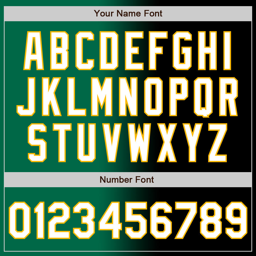 Custom Black White Kelly Green-Gold Authentic Gradient Fashion Baseball Jersey