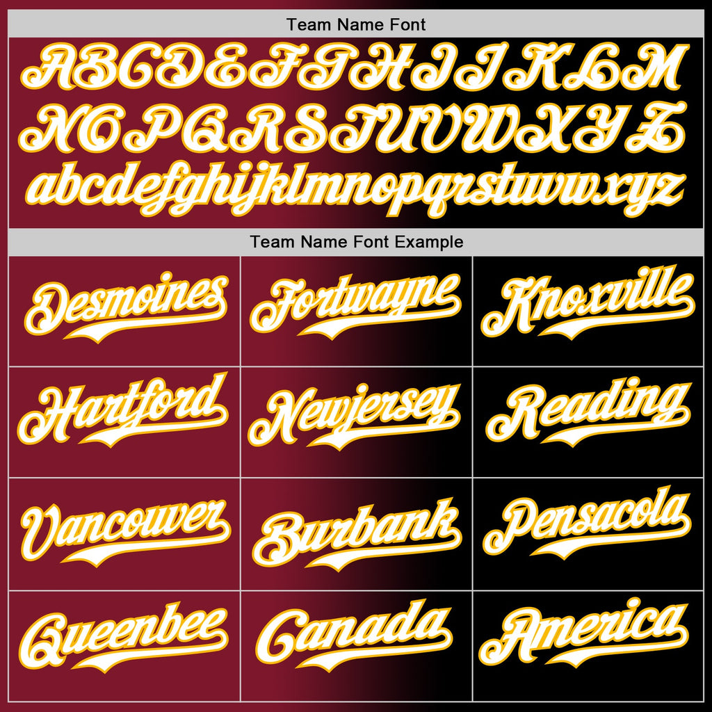 Custom Black White Crimson-Gold Authentic Gradient Fashion Baseball Jersey