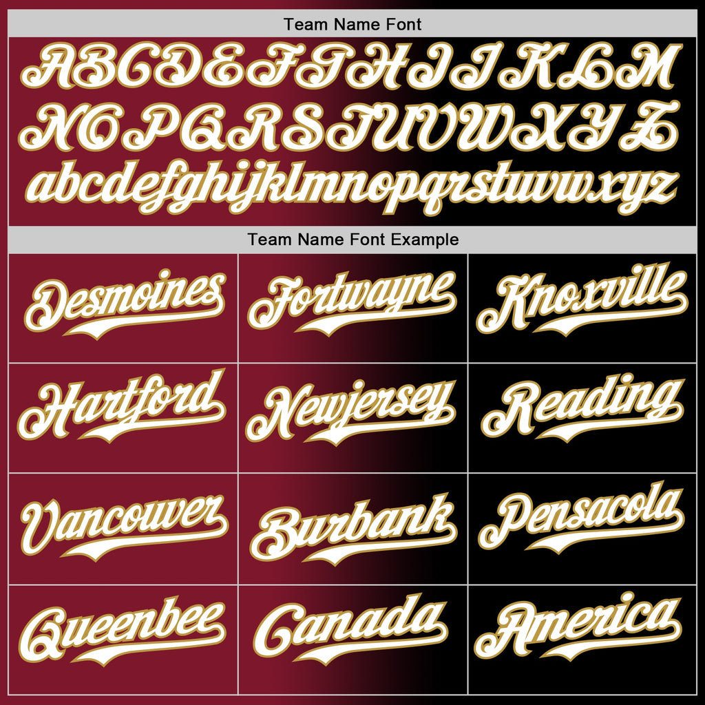 Custom Black White Crimson-Old Gold Authentic Gradient Fashion Baseball Jersey