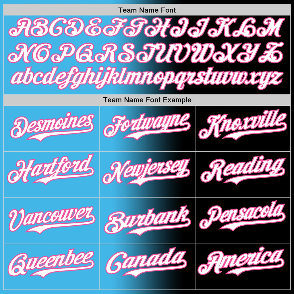 Custom Black White Sky Blue-Pink Authentic Gradient Fashion Baseball Jersey