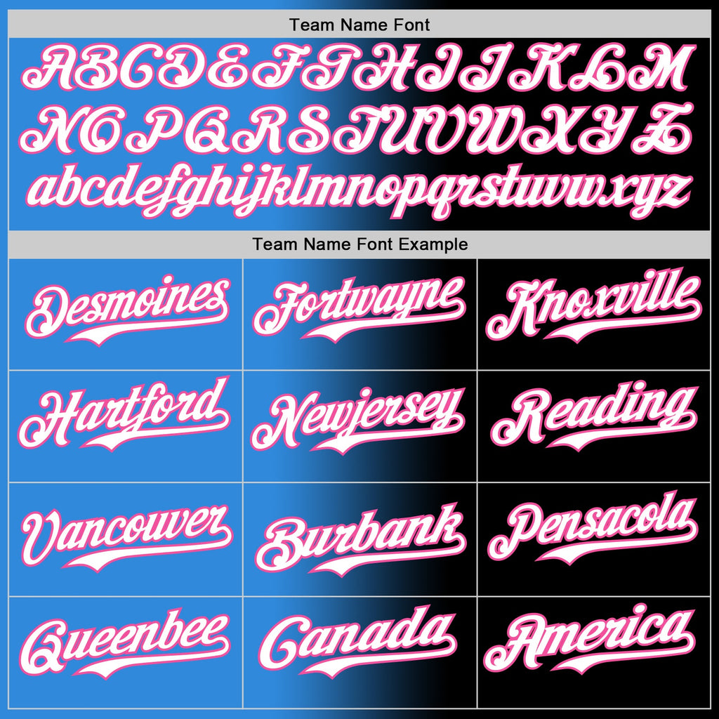 Custom Black White Electric Blue-Pink Authentic Gradient Fashion Baseball Jersey