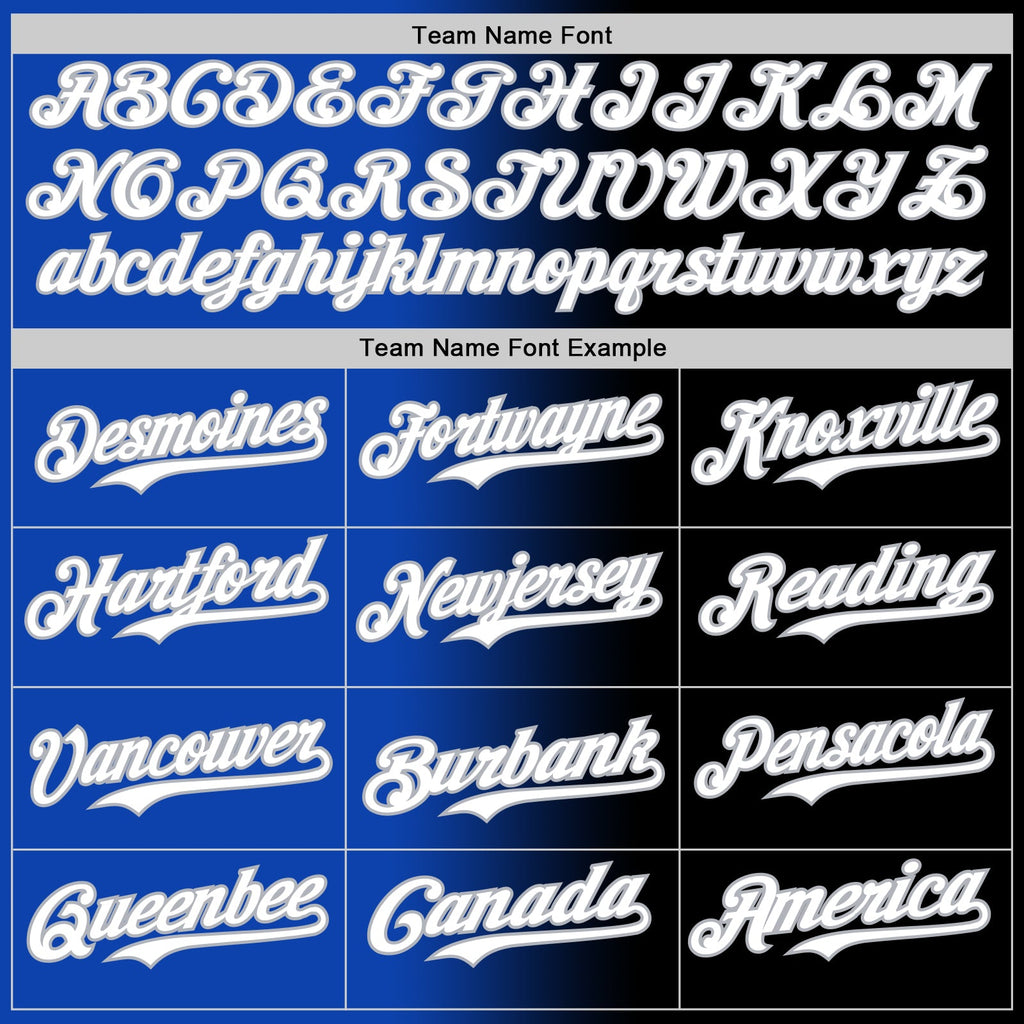 Custom Black White Thunder Blue-Gray Authentic Gradient Fashion Baseball Jersey