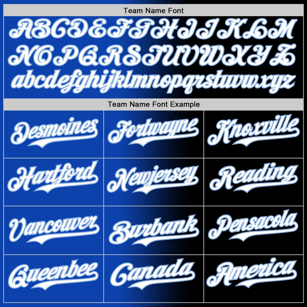 Custom Black White Thunder Blue-Light Blue Authentic Gradient Fashion Baseball Jersey