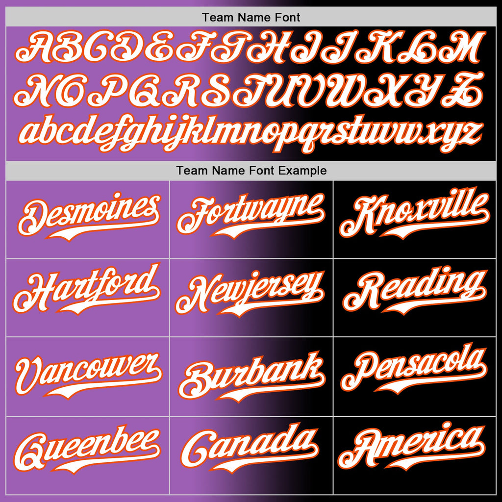 Custom Black White Medium Purple-Orange Authentic Gradient Fashion Baseball Jersey