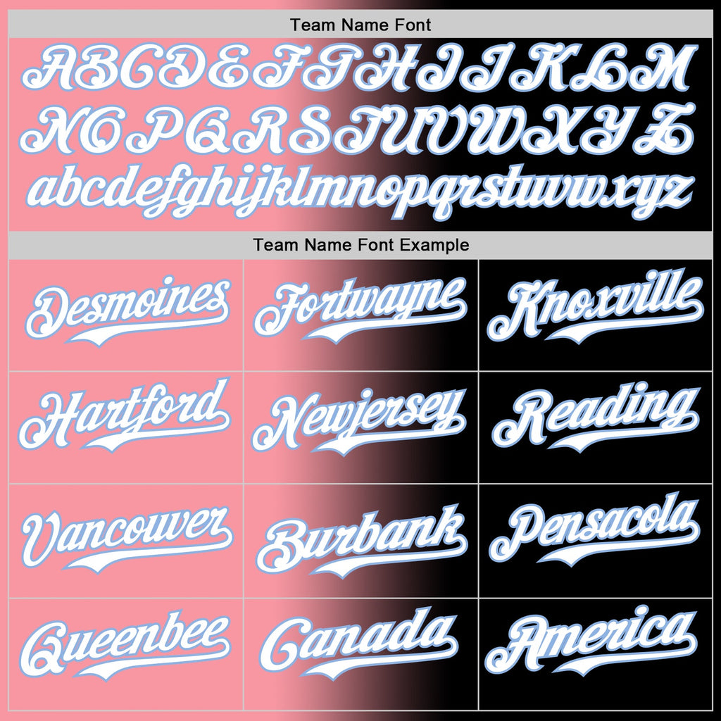 Custom Black White Medium Pink-Light Blue Authentic Gradient Fashion Baseball Jersey