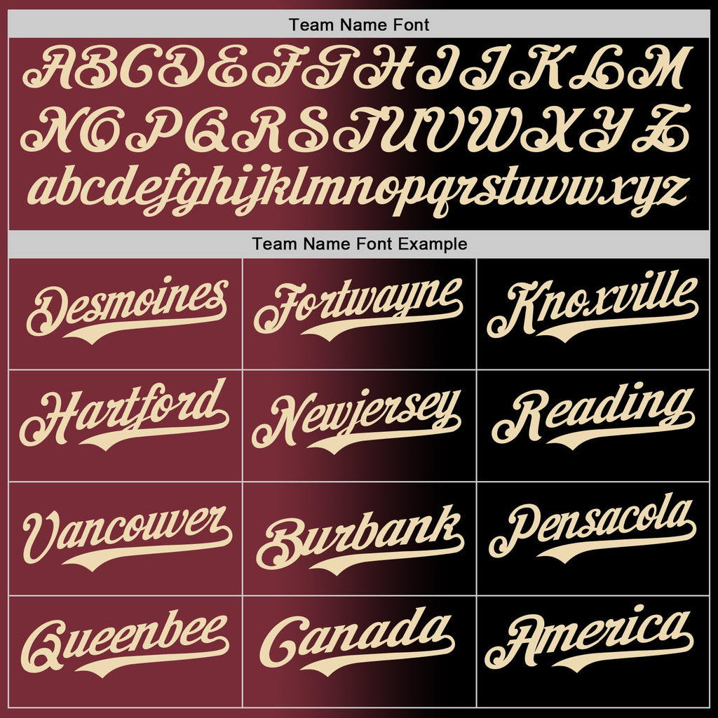 Custom Black Cream-Burgundy Authentic Gradient Fashion Baseball Jersey
