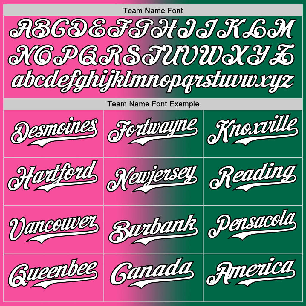 Custom Kelly Green White Pink-Black Authentic Gradient Fashion Baseball Jersey