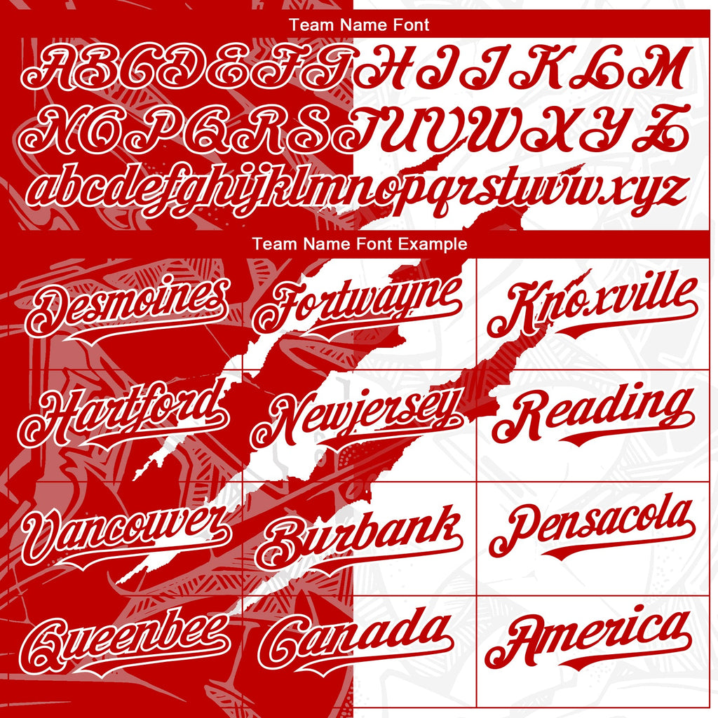 Custom Graffiti Pattern Red-White 3D Scratch Authentic Baseball Jersey