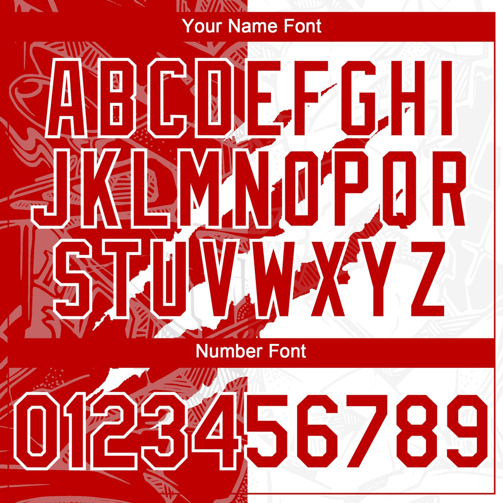 Custom Graffiti Pattern Red-White 3D Scratch Authentic Baseball Jersey