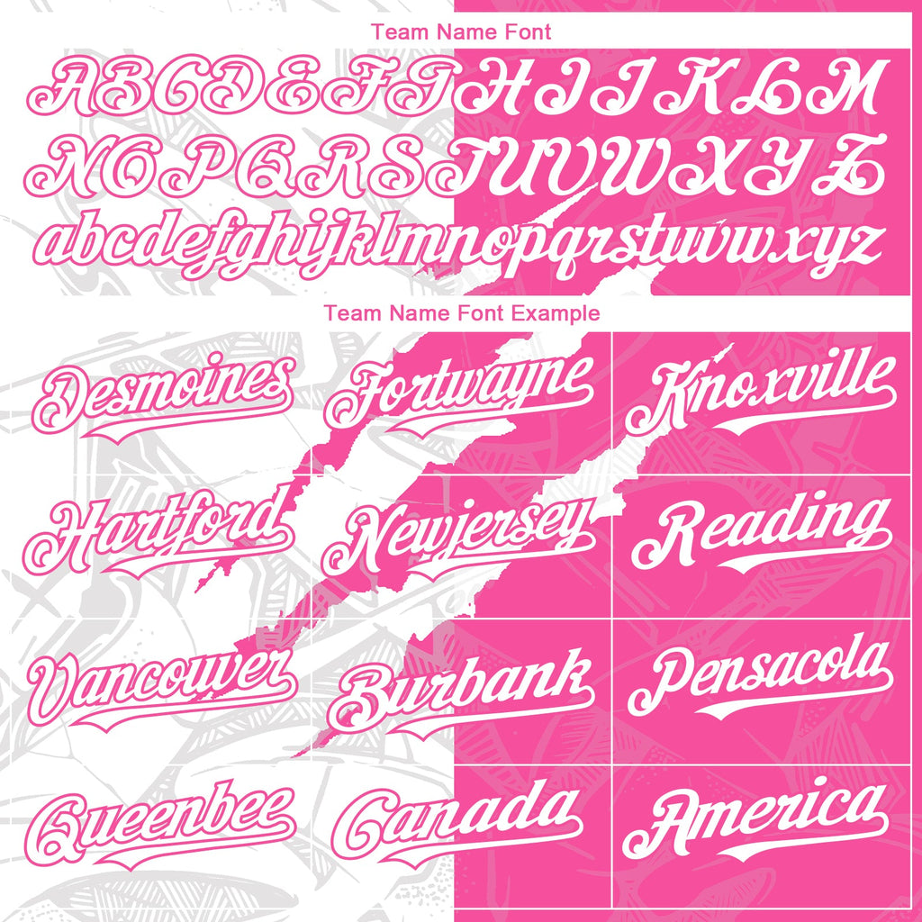 Custom Graffiti Pattern White-Pink 3D Scratch Authentic Baseball Jersey