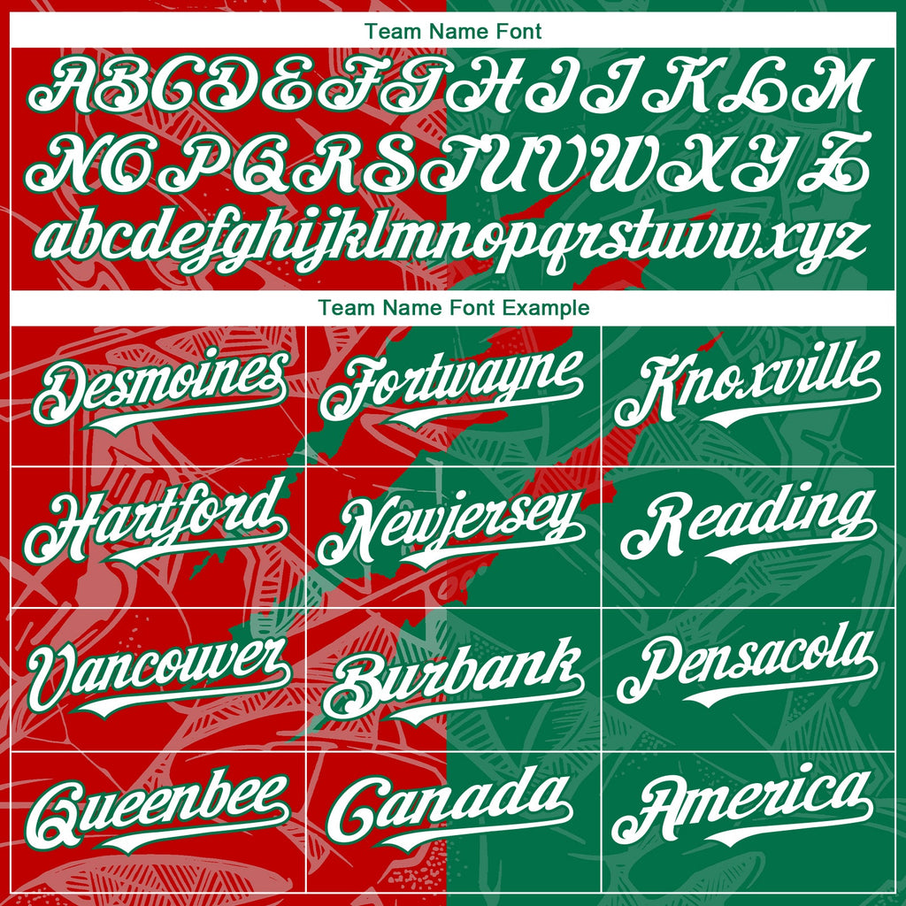 Custom Graffiti Pattern White Kelly Green-Red 3D Scratch Authentic Baseball Jersey