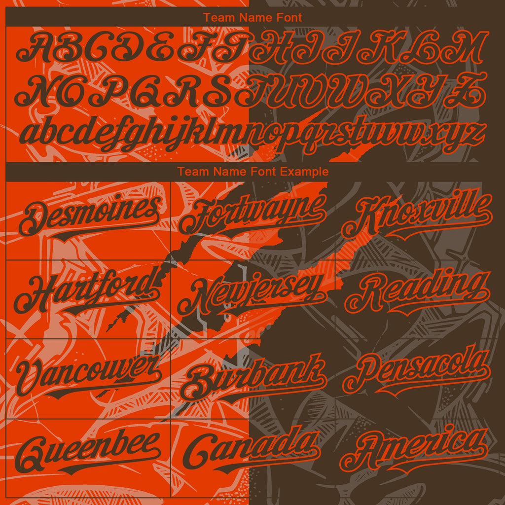 Custom Graffiti Pattern Brown-Orange 3D Scratch Authentic Baseball Jersey