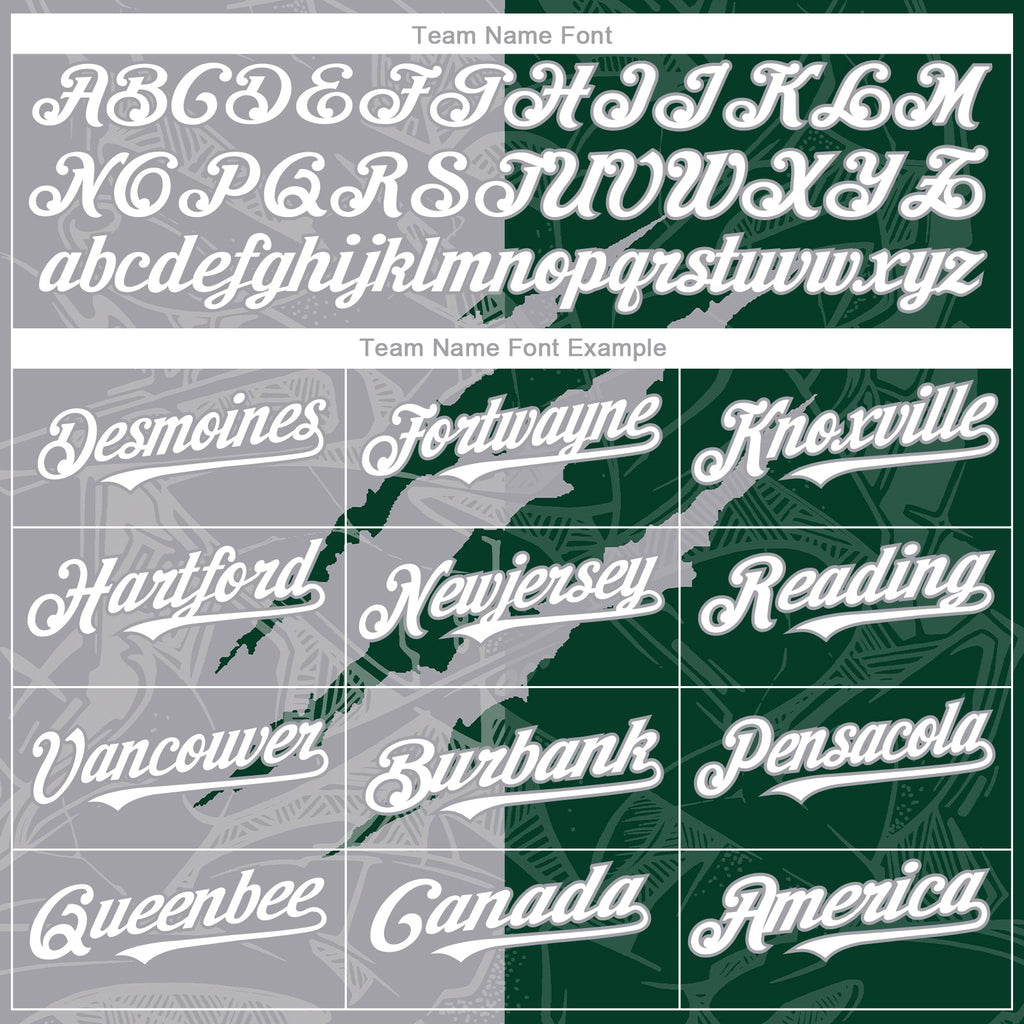 Custom Graffiti Pattern White Green-Gray 3D Scratch Authentic Baseball Jersey
