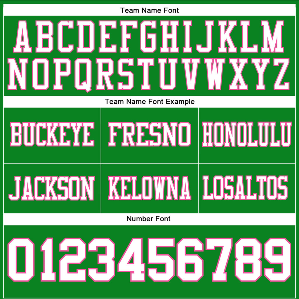 Custom Grass Green White-Pink Authentic Football Jersey
