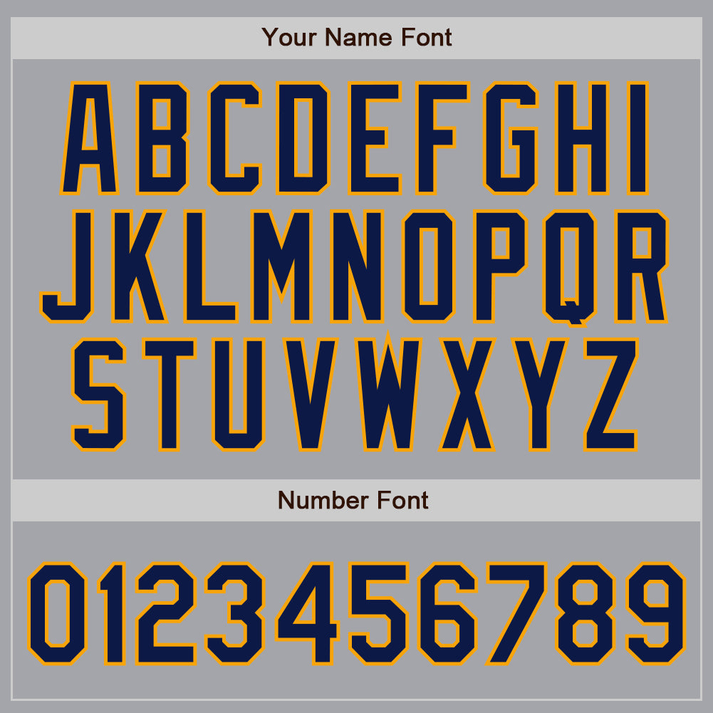 Custom Gray Navy Pinstripe Navy-Gold Authentic Baseball Jersey