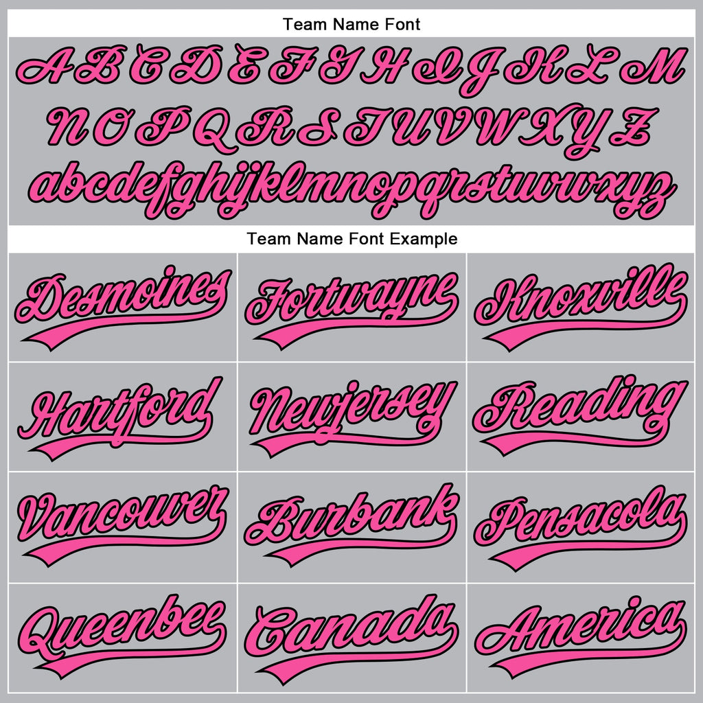 Custom Gray Black Pinstripe Pink Authentic Baseball Jersey