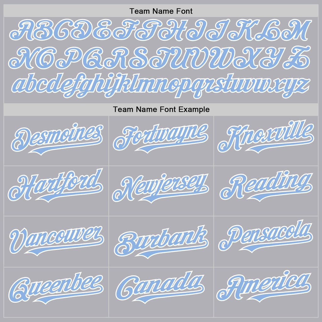 Custom Gray Light Blue-White Mesh Authentic Throwback Baseball Jersey