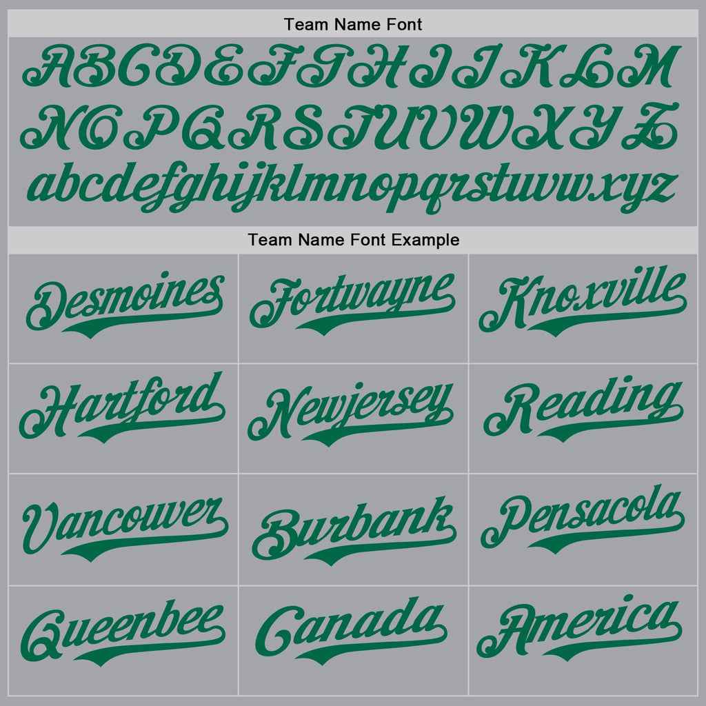 Custom Gray Kelly Green Authentic Baseball Jersey