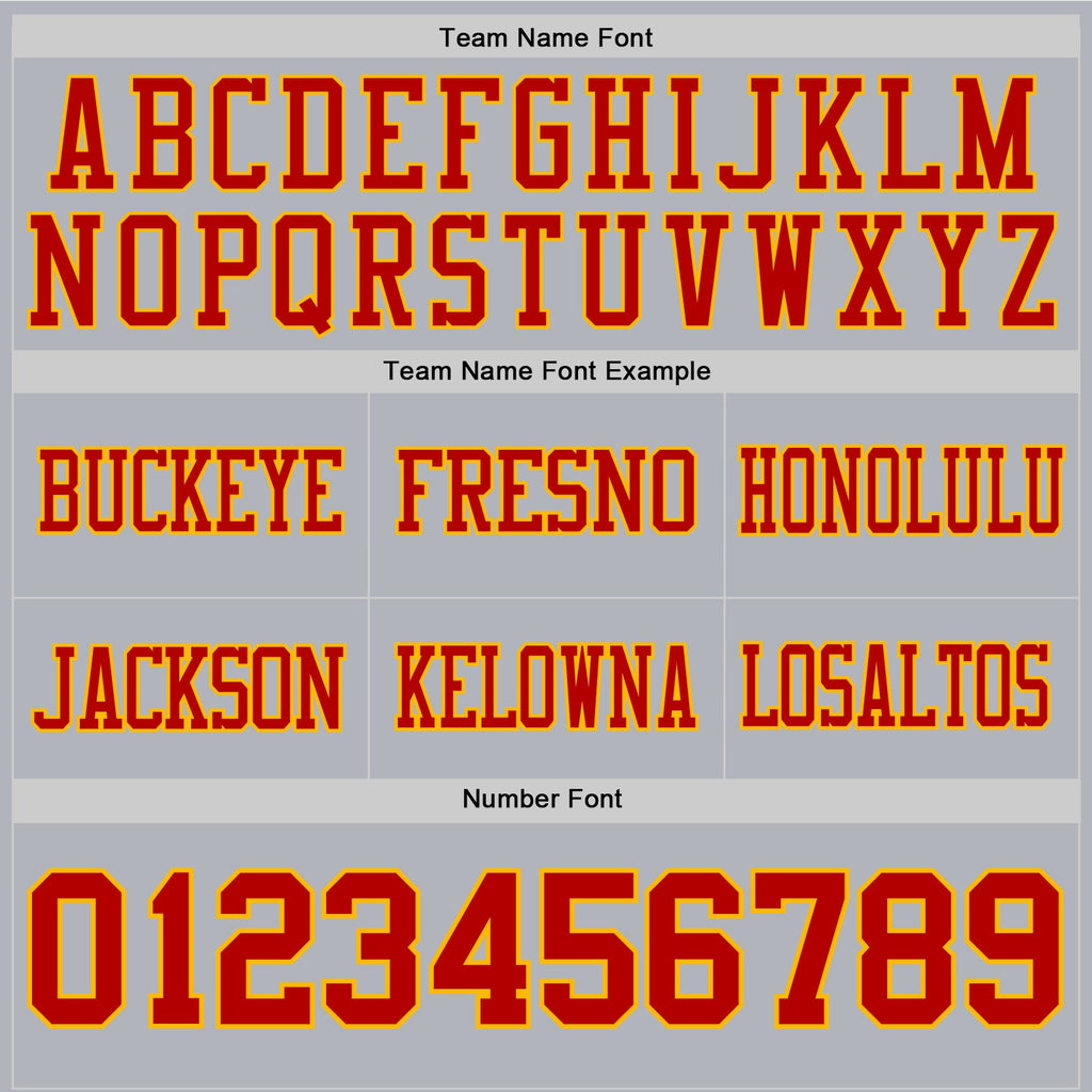 Custom Gray Red-Gold Authentic Football Jersey
