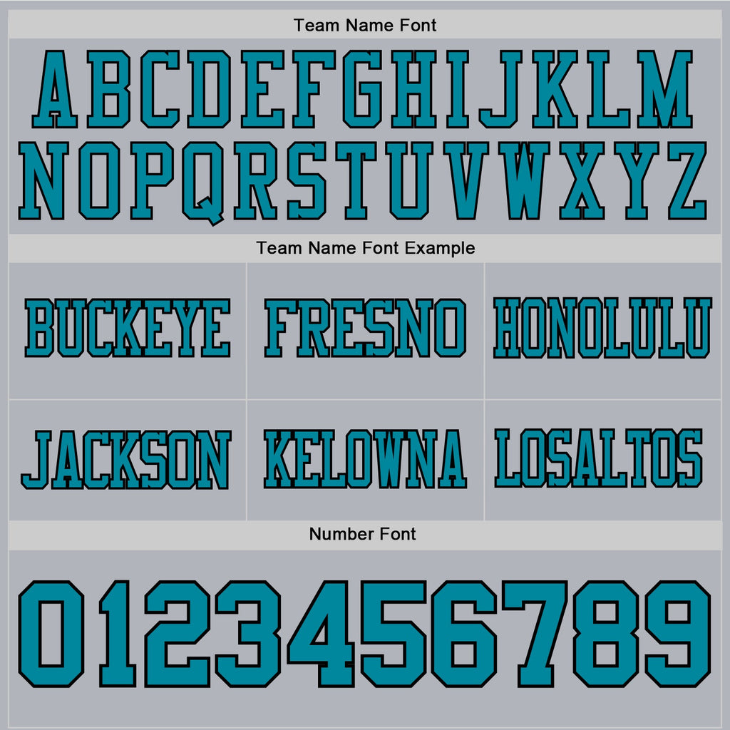 Custom Gray Teal-Black Authentic Football Jersey