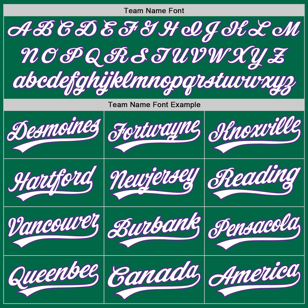 Custom Kelly Green Purple-White Authentic Throwback Baseball Jersey
