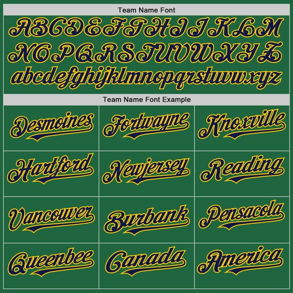 Custom Kelly Green Navy-Yellow Mesh Authentic Throwback Baseball Jersey