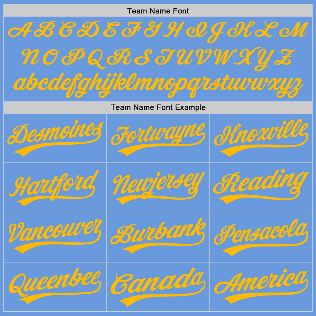 Custom Light Blue Gold-White Authentic Throwback Baseball Jersey