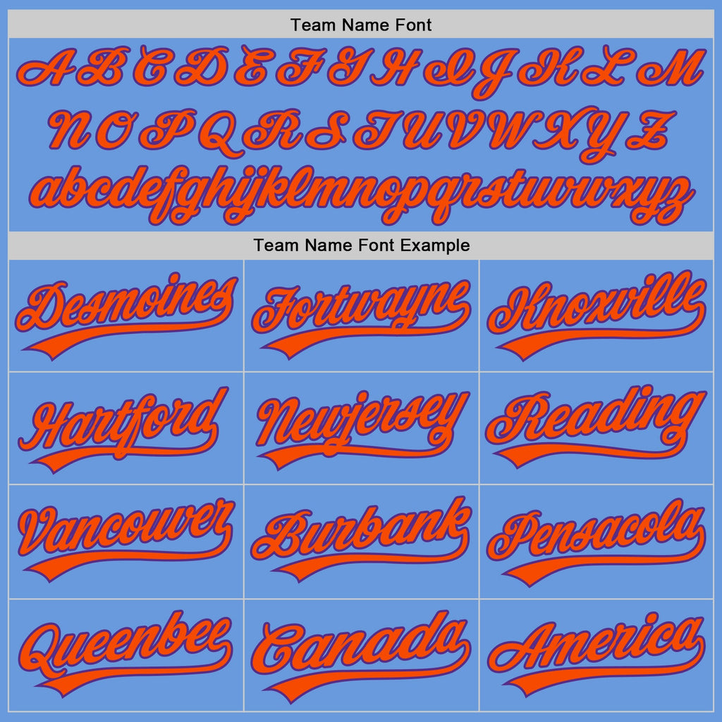Custom Light Blue Orange-Purple Authentic Throwback Baseball Jersey