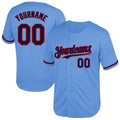 Custom Light Blue Navy-Red Mesh Authentic Throwback Baseball Jersey