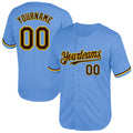 Custom Light Blue Brown-Yellow Mesh Authentic Throwback Baseball Jersey