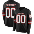 Custom Black White-Red Long Sleeve Authentic Football Jersey