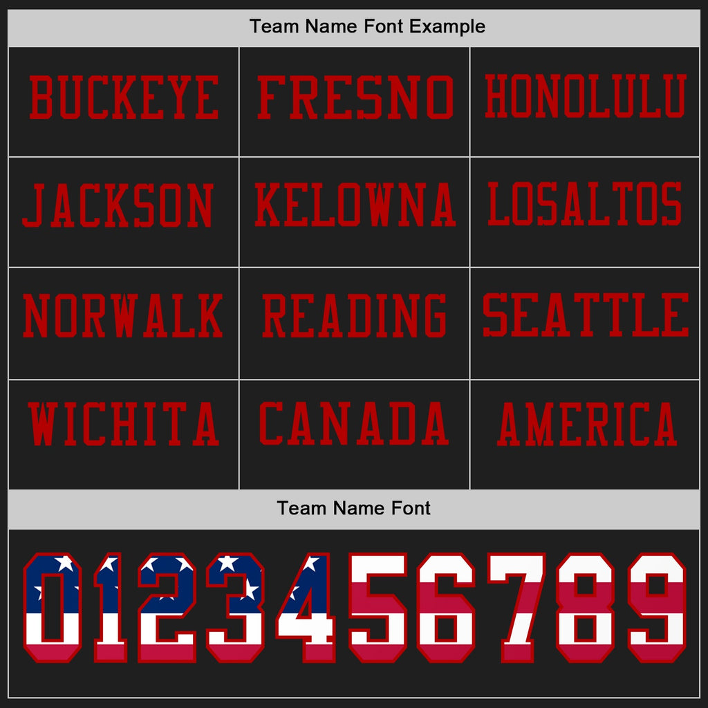 Custom Black USA Flag-Red Long Sleeve Authentic Football Jersey