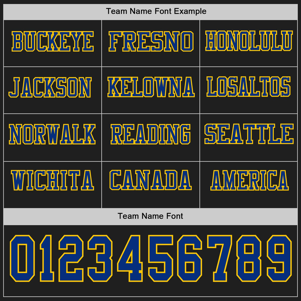 Custom Black Royal-Yellow Long Sleeve Authentic Football Jersey