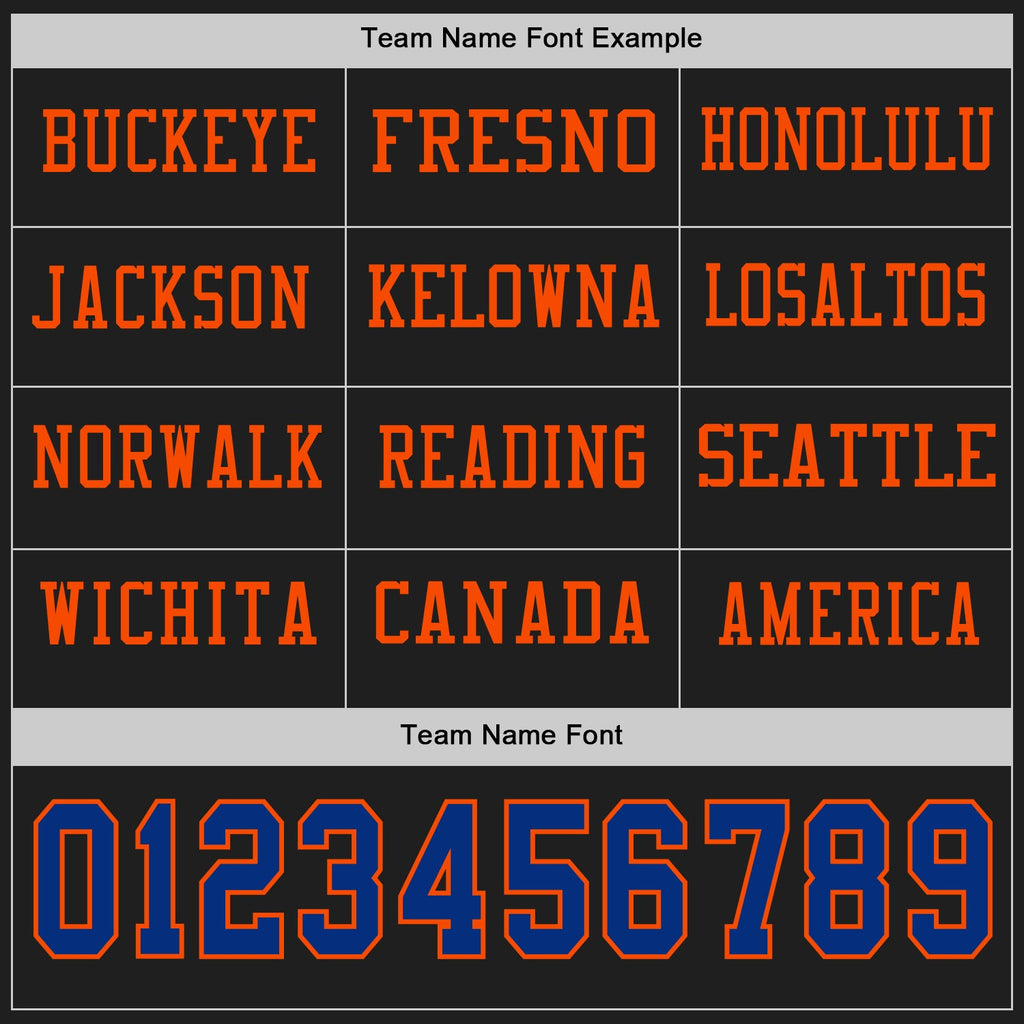 Custom Black Royal-Orange Long Sleeve Authentic Football Jersey