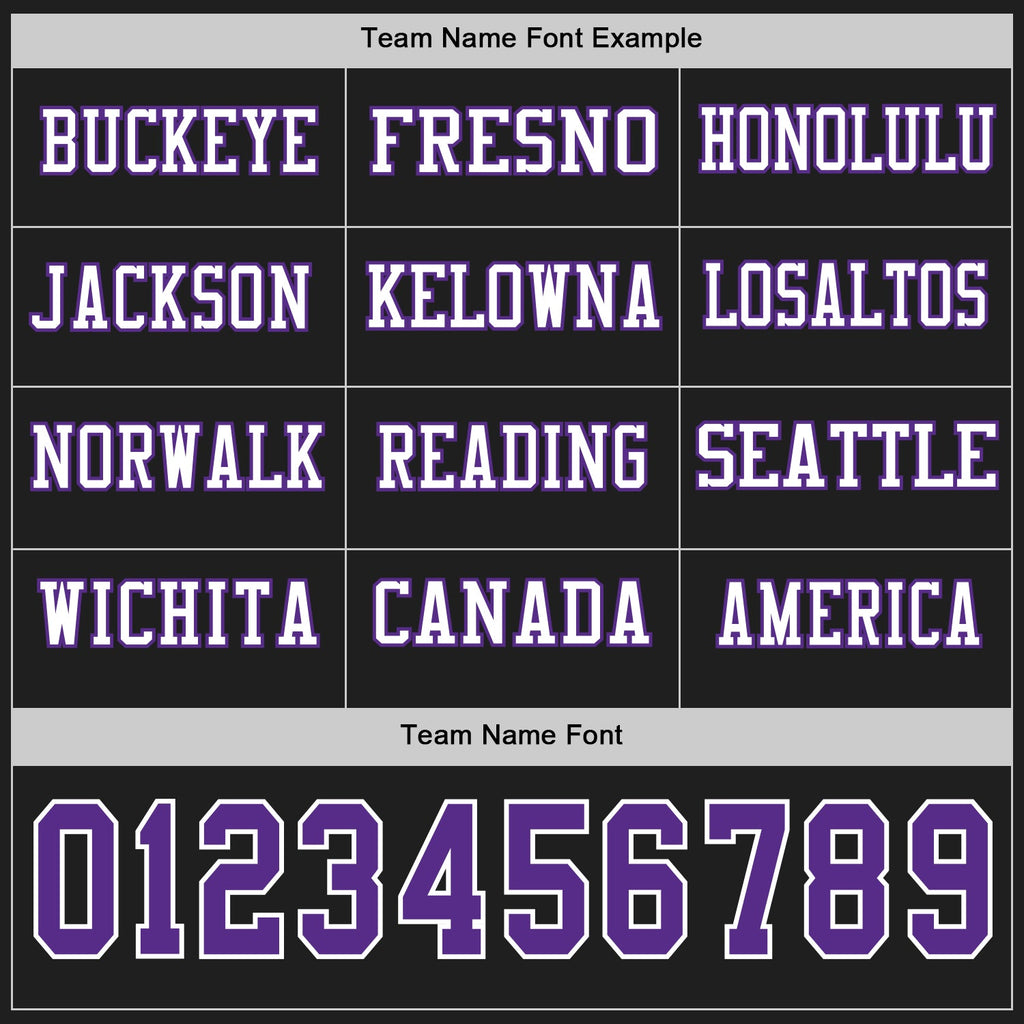 Custom Black Purple-White Long Sleeve Authentic Football Jersey