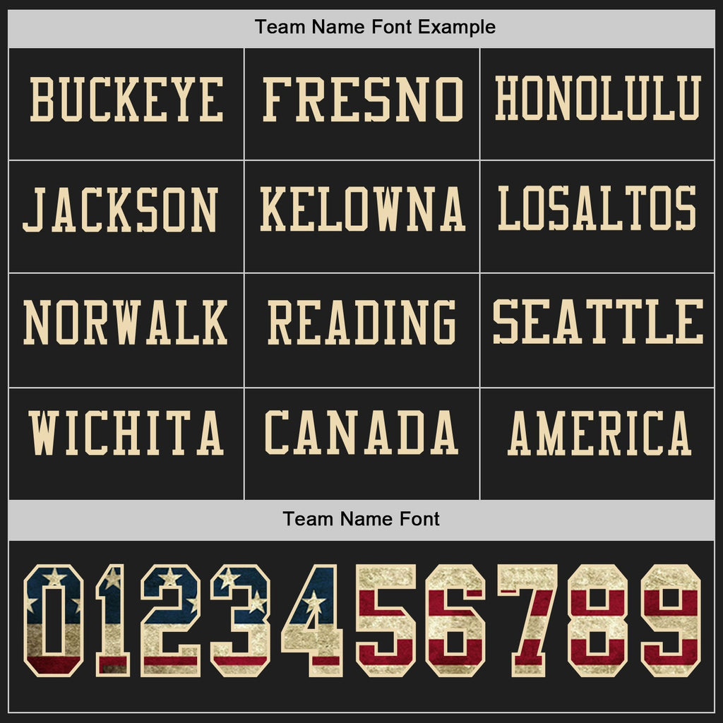 Custom Black Vintage USA Flag Cream-Red Long Sleeve Authentic Football Jersey
