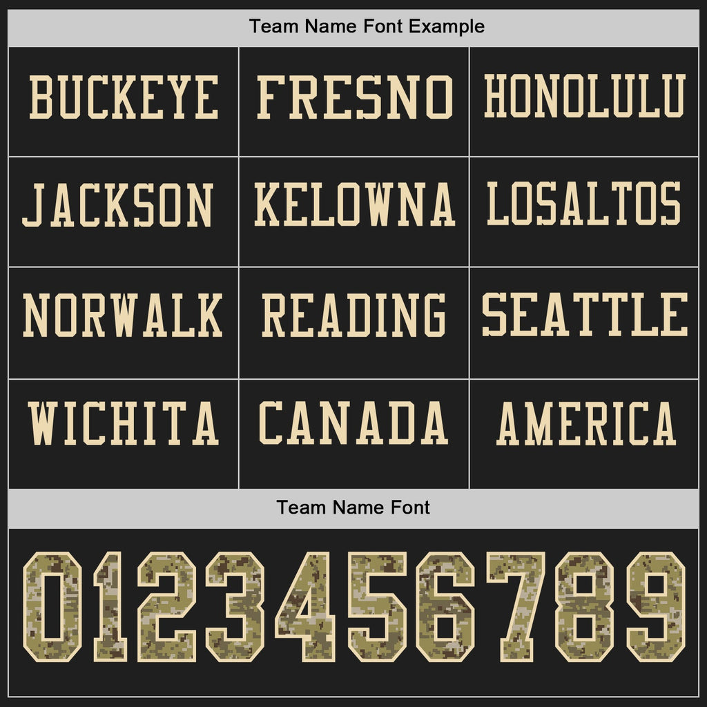 Custom Black Camo-Cream Long Sleeve Authentic Football Jersey
