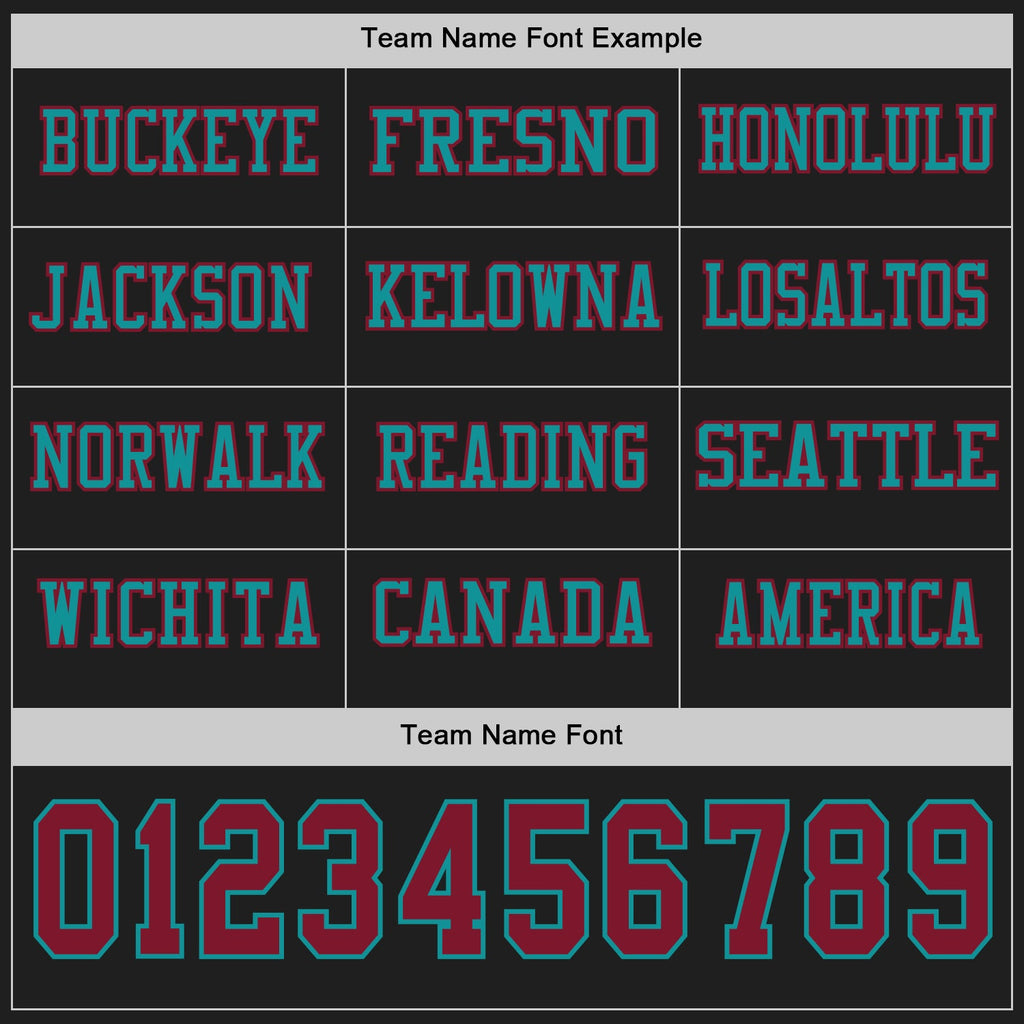 Custom Black Crimson-Teal Long Sleeve Authentic Football Jersey