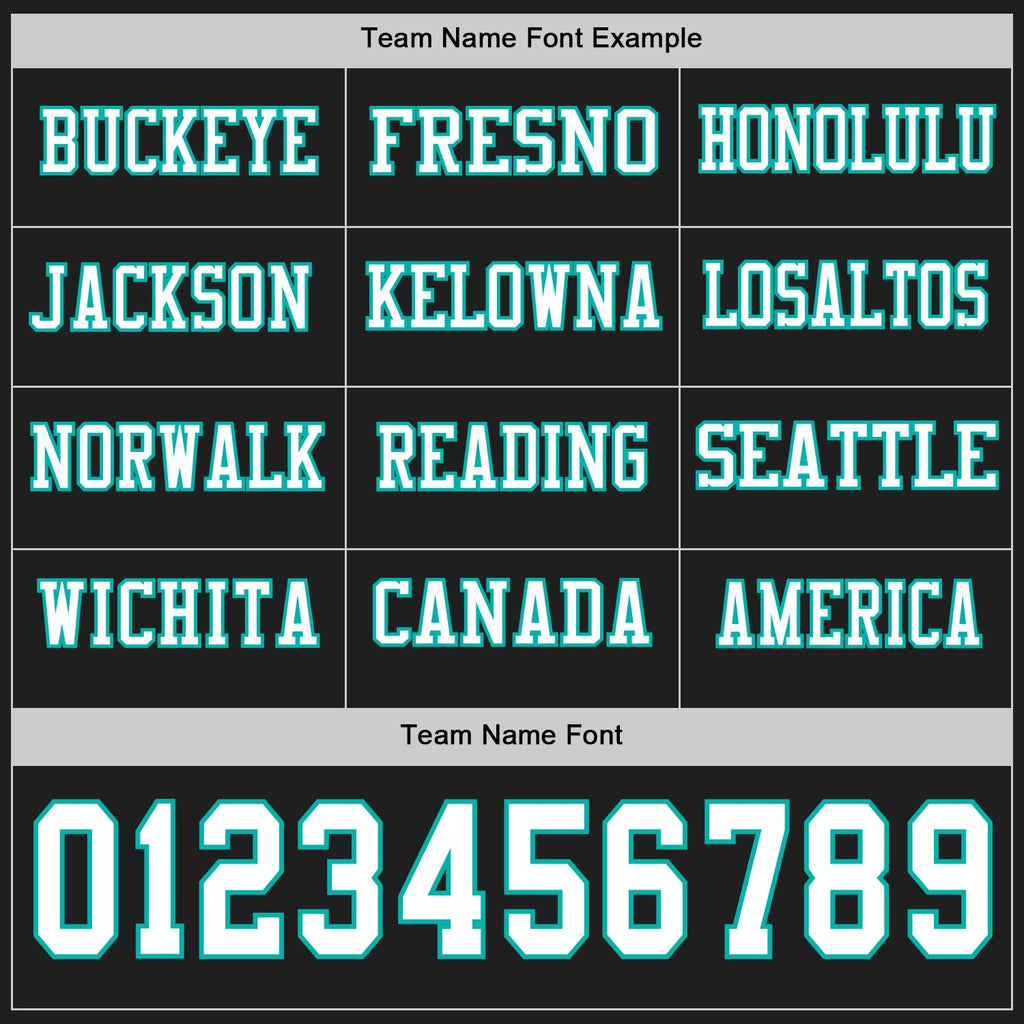 Custom Black White-Aqua Long Sleeve Authentic Football Jersey