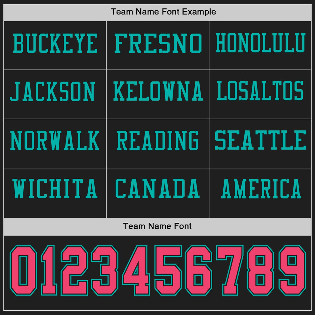 Custom Black Neon Pink-Aqua Long Sleeve Authentic Football Jersey
