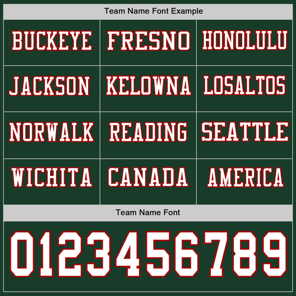 Custom Green White-Red Long Sleeve Authentic Football Jersey