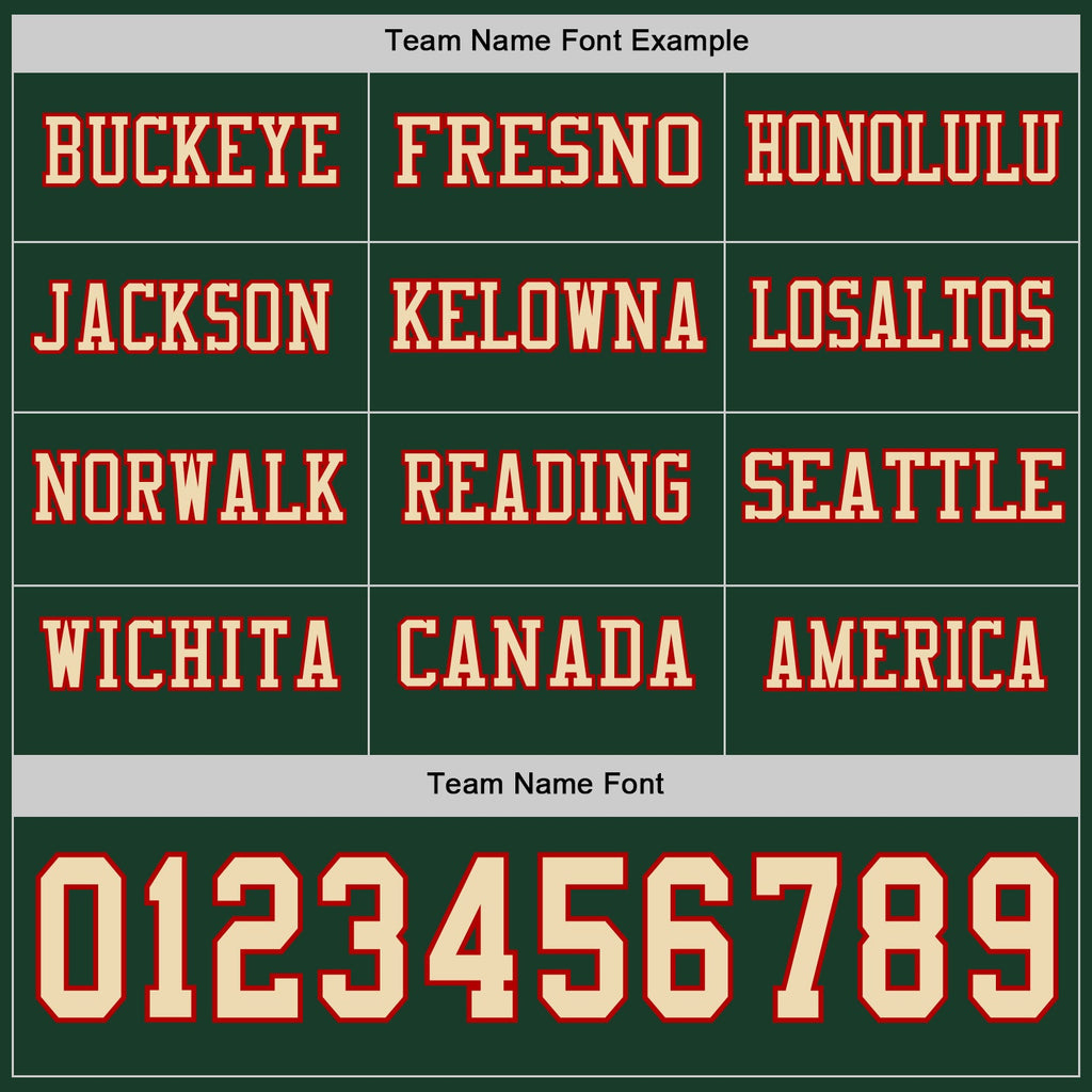 Custom Green Cream-Red Long Sleeve Authentic Football Jersey