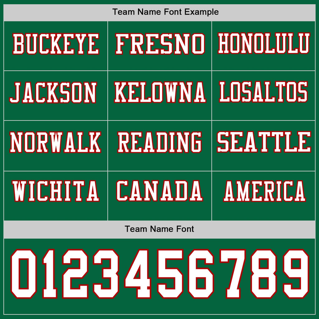 Custom Kelly Green White-Red Long Sleeve Authentic Football Jersey