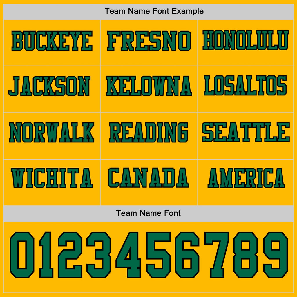 Custom Gold Kelly Green-Black Long Sleeve Authentic Football Jersey