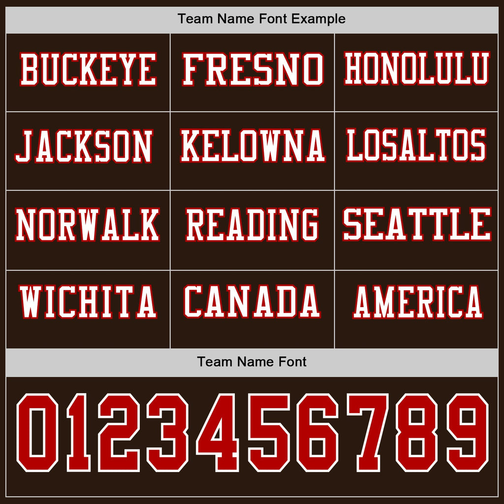 Custom Brwon Red-White Long Sleeve Authentic Football Jersey